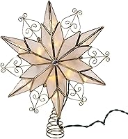 Vista 8 de Estrella de Capiz de 6 puntas y 10 luces de Kurt Adler para árbol de Navidad