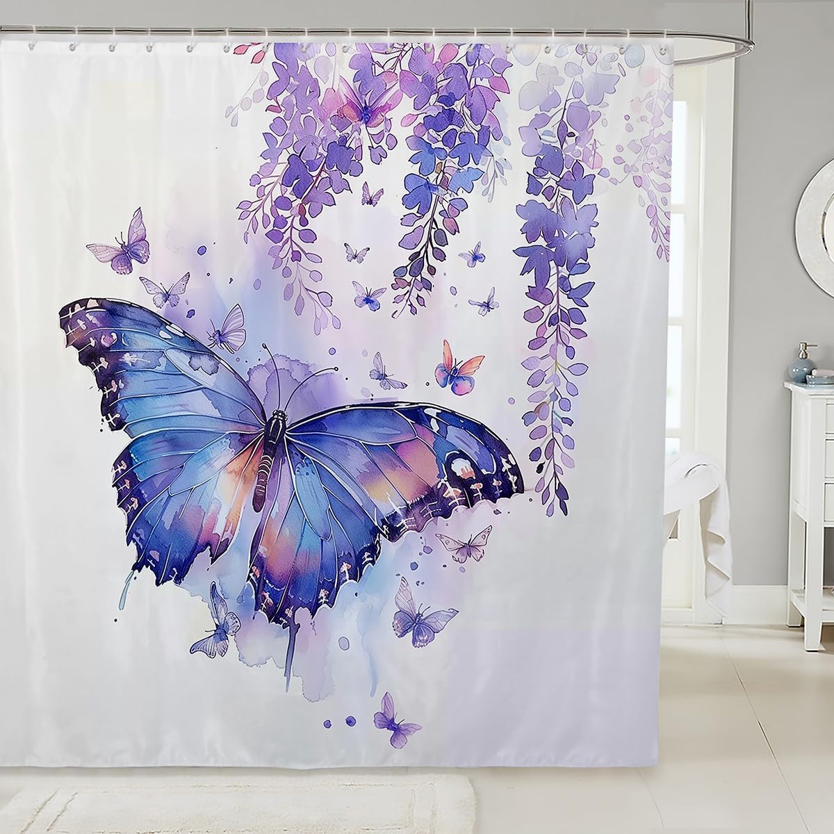 Erosebridal White Tiger Shower Curtain 3D Wild Animal Tiger Bath Curtain for Boys Girls Cool Tiger Bathroom Decor Wildlife Print Waterproof Curtain Western Farmhouse Curtain,72" W x 78" L
