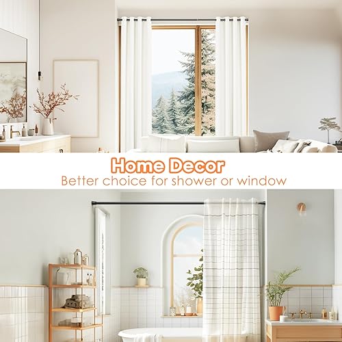 Miniatura 6 de AIZESI Barra de cortina de ducha, de 40 a 73 pulgadas, barra de cortina de tensión ajustable que nunca se oxida, antideslizante, nunca se colapsa,