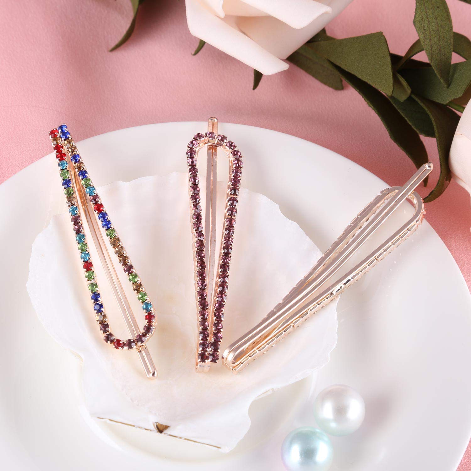 12 Pieces Rhinestone Bobby Pins Crystal Hair Clips Diamond Studded Hair Pins Hair Styling Clips for Women : Beauty & Personal Care