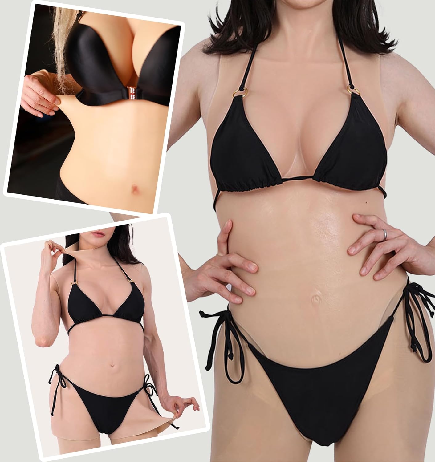Silicone Bodysuit Fake Vaginal C-G Cup Silicone Bodysuit For Crossdressers Transgender Cosplay Drag Queen
