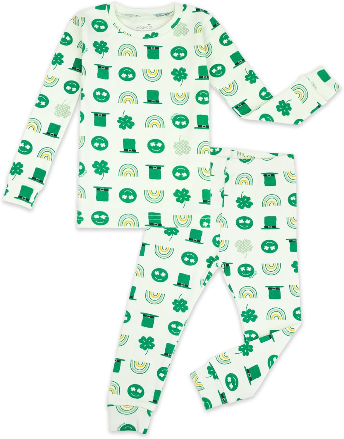 moimoln Sibling Matching 6M-8Y Soft Warm Cotton Modal Character Long Sleeve Snug-Fit Pajama Long Sleeve Sleepwear Daily