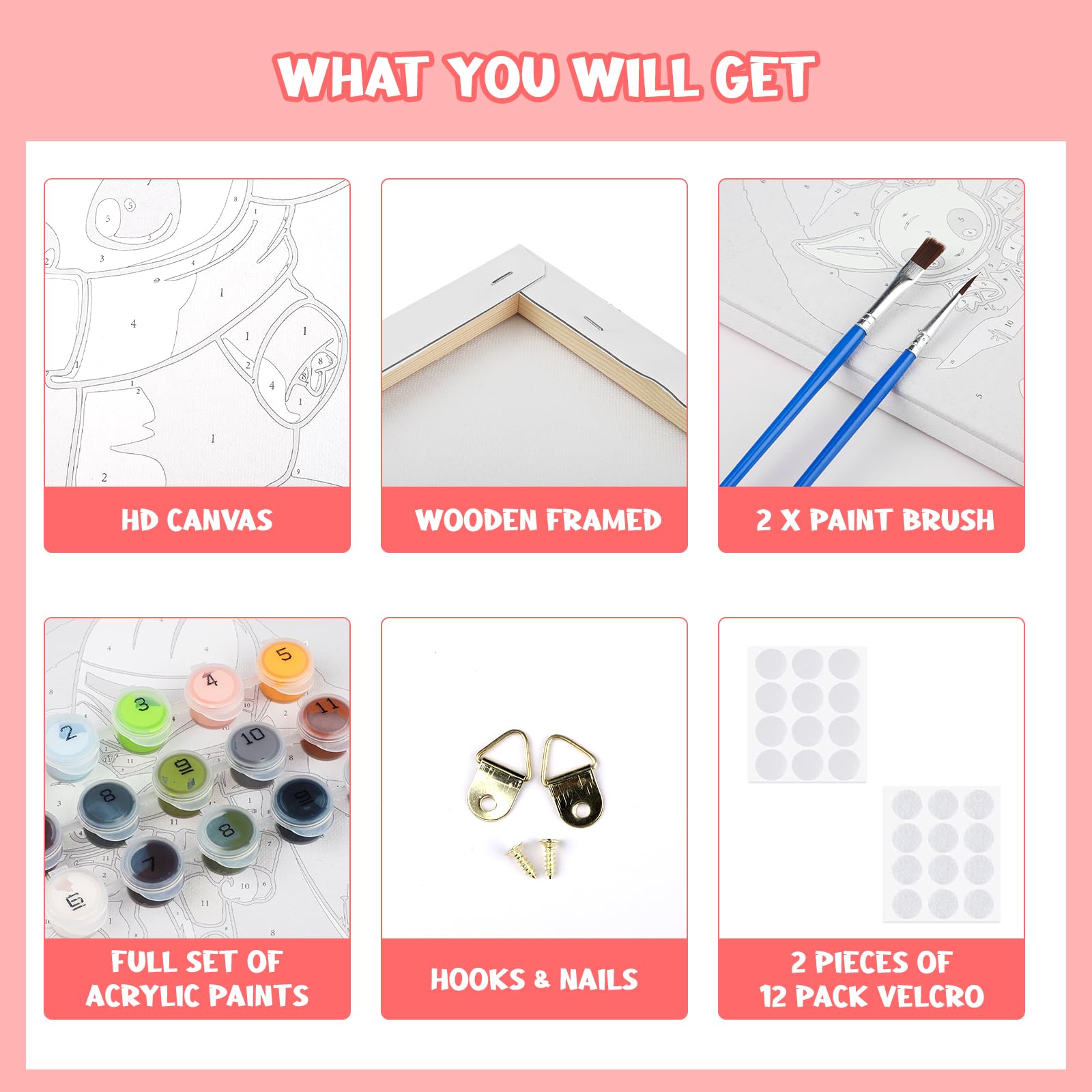 Mini Kit da Dipingere con i Numeri con cornice Casa di Pan di Zenzero – Figured'Art