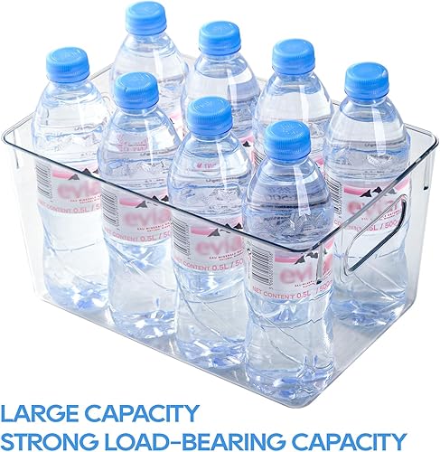 Miniatura 3 de JollyPack Paquete de 4 cubos de almacenamiento de plástico transparente, organizadores de despensa y almacenamiento con asas, contenedores de