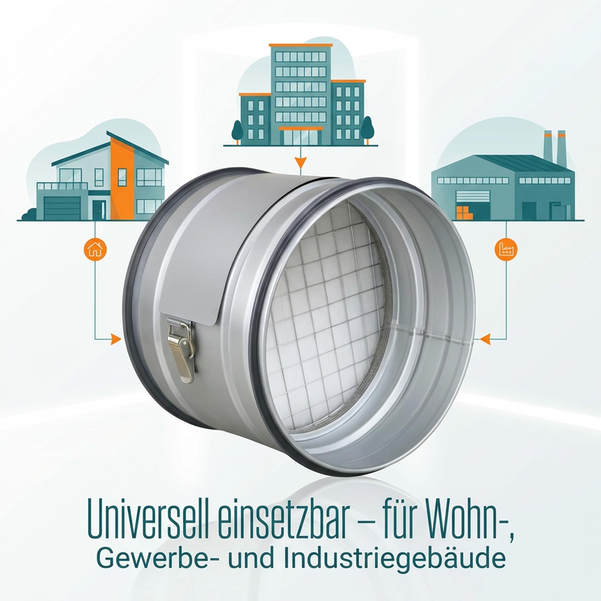 Easy Act Grobstaubfilter rund Ø 150 mm für Zuluft, Rohrfilter aus verzinktem Stahl zur Grobpartikel-Filtration in Lüftungssystemen