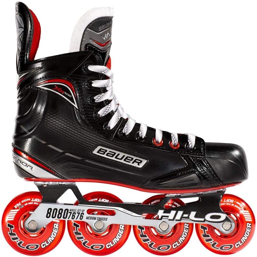 Bauer XR500 SR 74A Clinger Inline Hockey Skates, Choice of Sizes, ABEC 7 Bearing, HI-LO Steel Chassis, Thermoformable, Anatomical Foam Padding, Microfibre