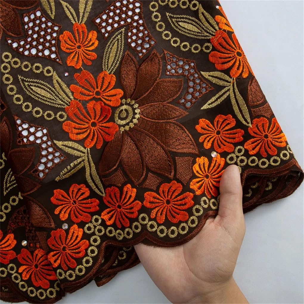 Ricamo In Cotone Africano Fai Da Te Pizzo Tessuto Voile Pizzo Con Pietre Per Abiti Da Festa Di Nozze Da Donna