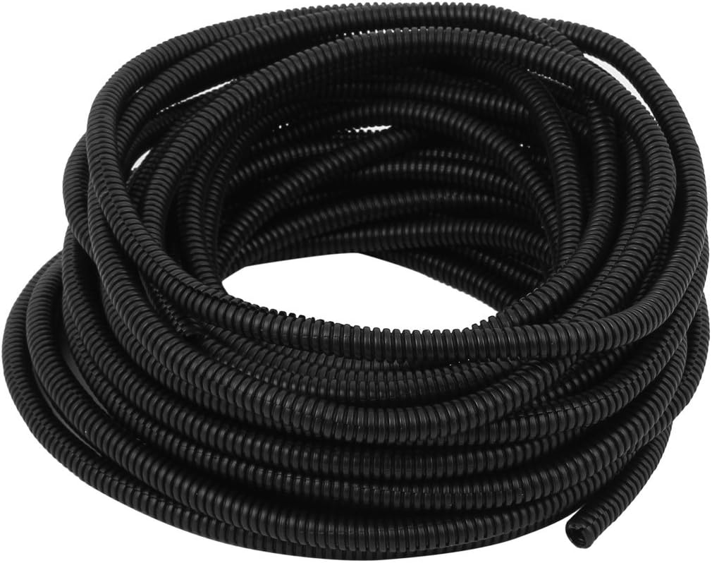 Aexit Plastic 6.5mm Cord Management x 10mm Flexible Corrugated Conduit Pipe Hose Tube 13.3 Meters Cable Sleeves Long Black