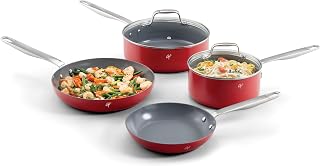 6-Piece Ceramic Cookware Set, 8" & 10.2" Frypans, 2QT Saucepan, 3.2QT Sautépan Nonstick, Made without PFAS PTFE PFOA, Oven & Dishwasher Safe, Easy to Clean Everyday Cookware