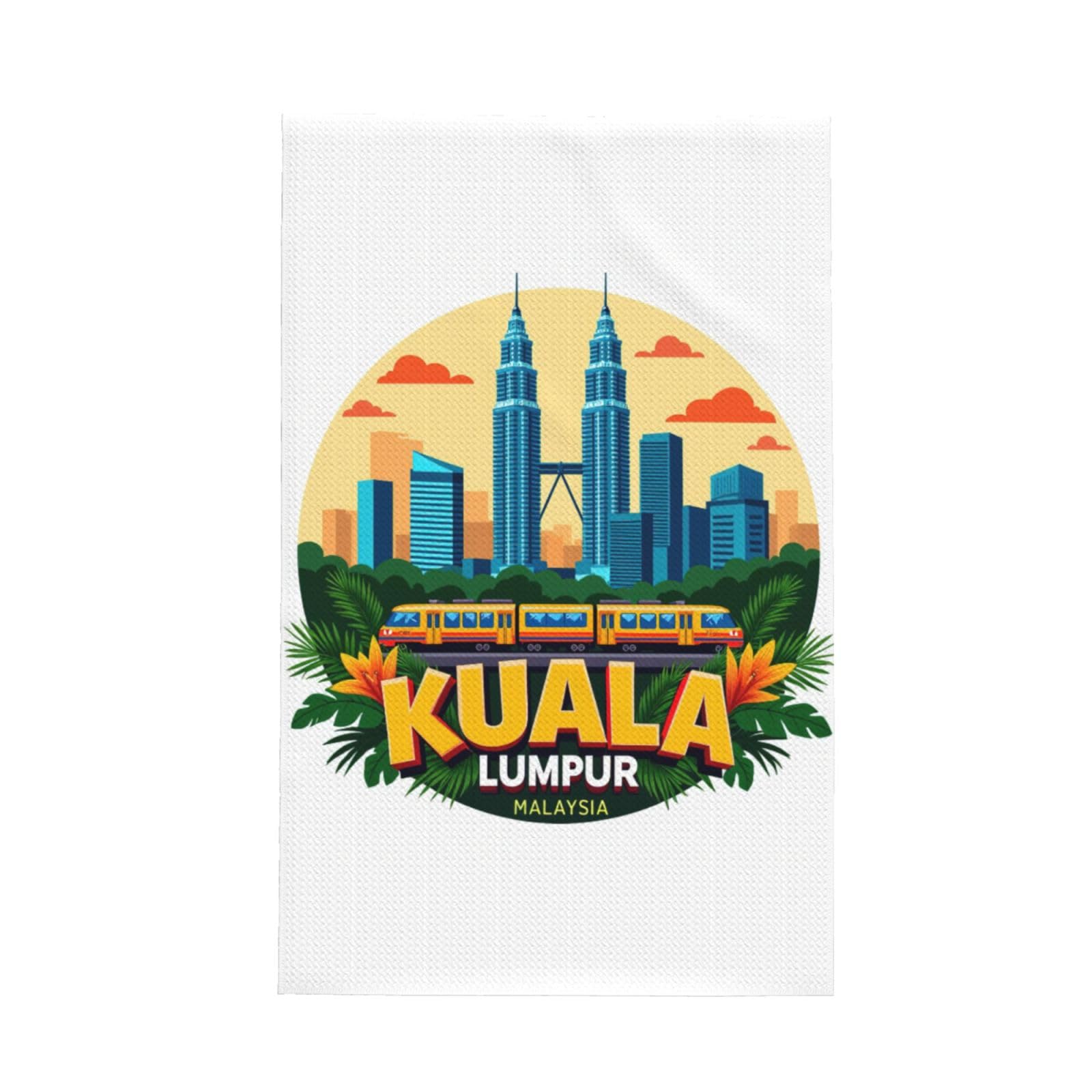 Xxahnbm Black Kuala Lumpur Cityscape Print Waffle Kitchen Towel,Absorbent Hand Towel