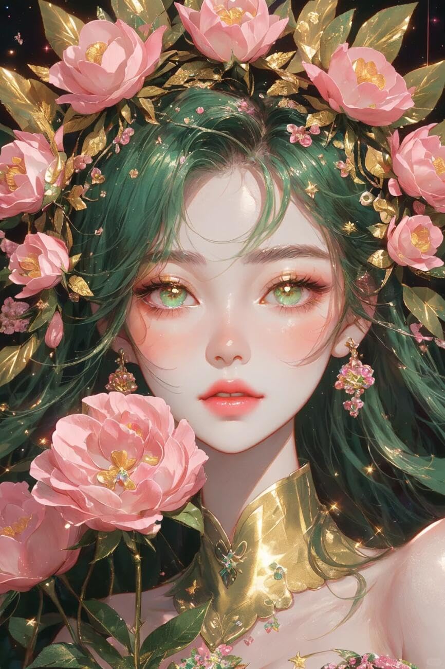 RKFLGEW 14CT Cross-Stitch Counted Kits Anime Women Preprinted Fabric Cross Stitch DIY Art Needlecrafts Embroidery Kits for Adults Beginners 40x50cm