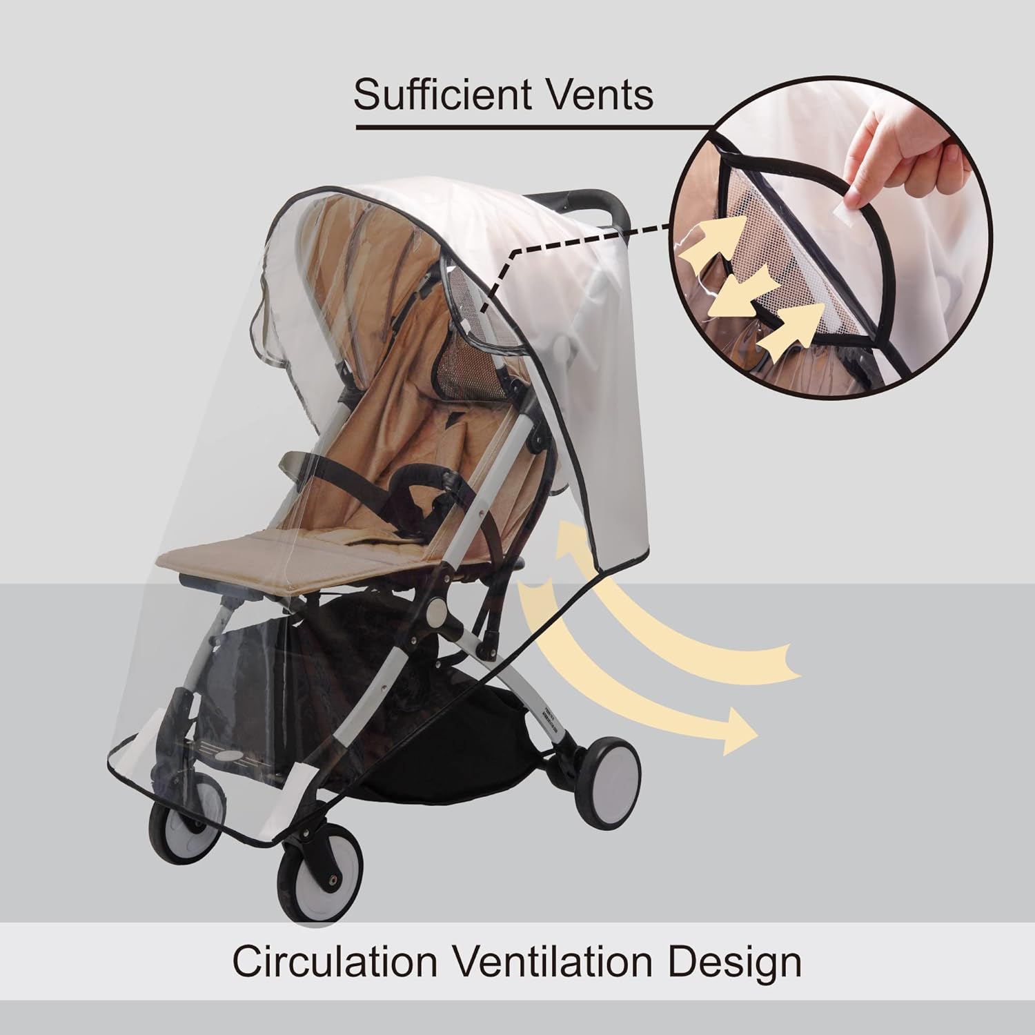 Baby Stroller Rain Cover, bemece Universal Stroller Accessory - Waterproof Windproof Travel Weather Shield Thick & Durable Protect from Dust and Snow with Breathable Ventilation Mesh Clear Visibility : Baby