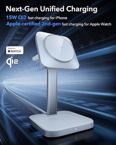 Miniatura 2 de ESR para estación de carga inalámbrica 3 en 1, cargador certificado para Apple Watch, soporte de cargador MagSafe de 15 W para iPhone, cargador
