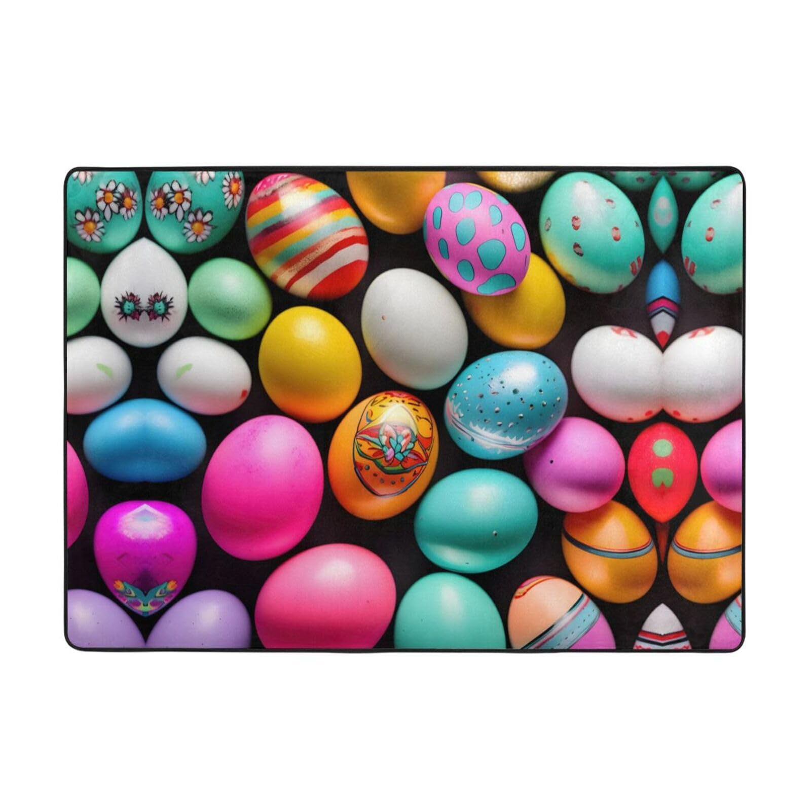 Alfombra con estampado de huevos de Pascua, 80 x 58 pulgadas, alfombra moderna para sala de estar, oficina y dormitorio, alfombra suave