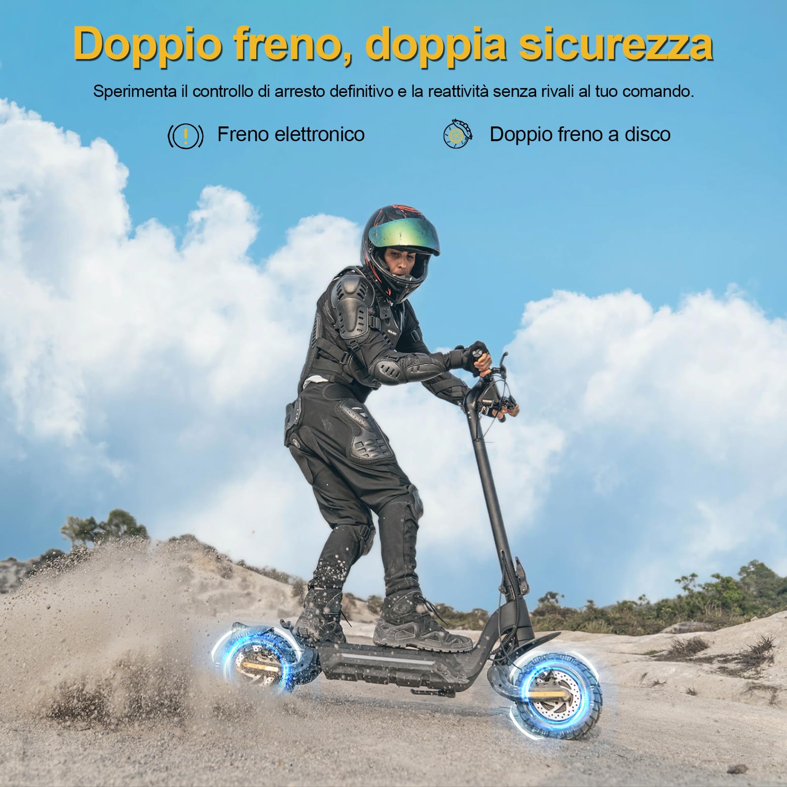 TODIMART Monopattino Elettrico Adulto, Autonomia di 45-90KM, Carico Massimo 130/150 kg, Pneumatici Da 10 Pollici, Scooter Elettrico Pieghevole