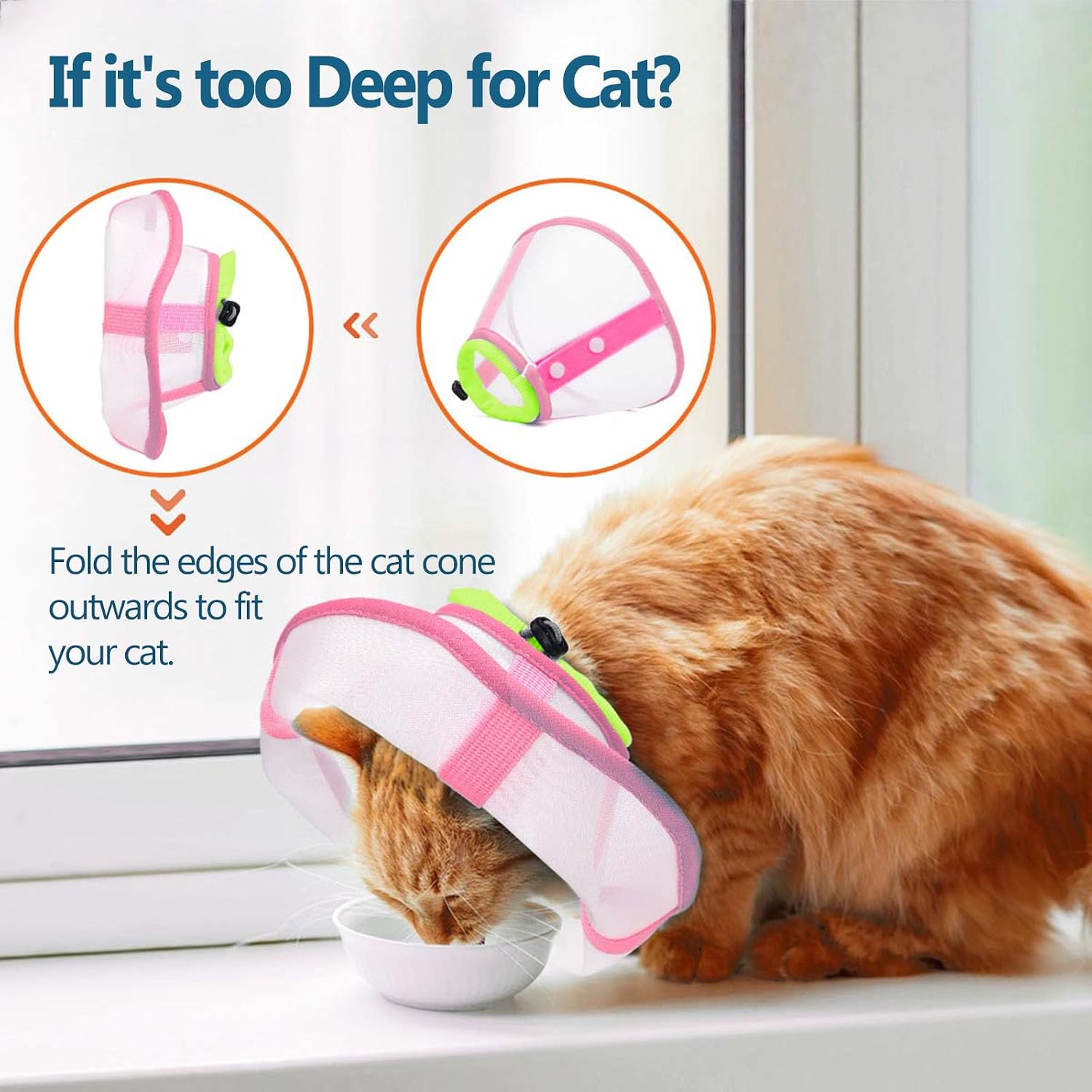 Cat Cone Collar Soft, Lightweight Mesh Recovery E Collar to Stop Licking, Breathable Cone for Cats, Kitten & Small Dogs Surgery/Grooming Use, Pink S