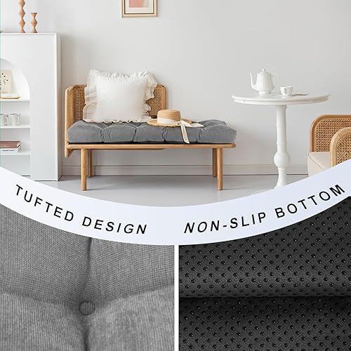 Miniatura 4 de Cojín de banco de 36 pulgadas - Tela de chenilla, espuma de alta densidad, fondo antideslizante, suave y duradero, cojín de asiento largo acolchado