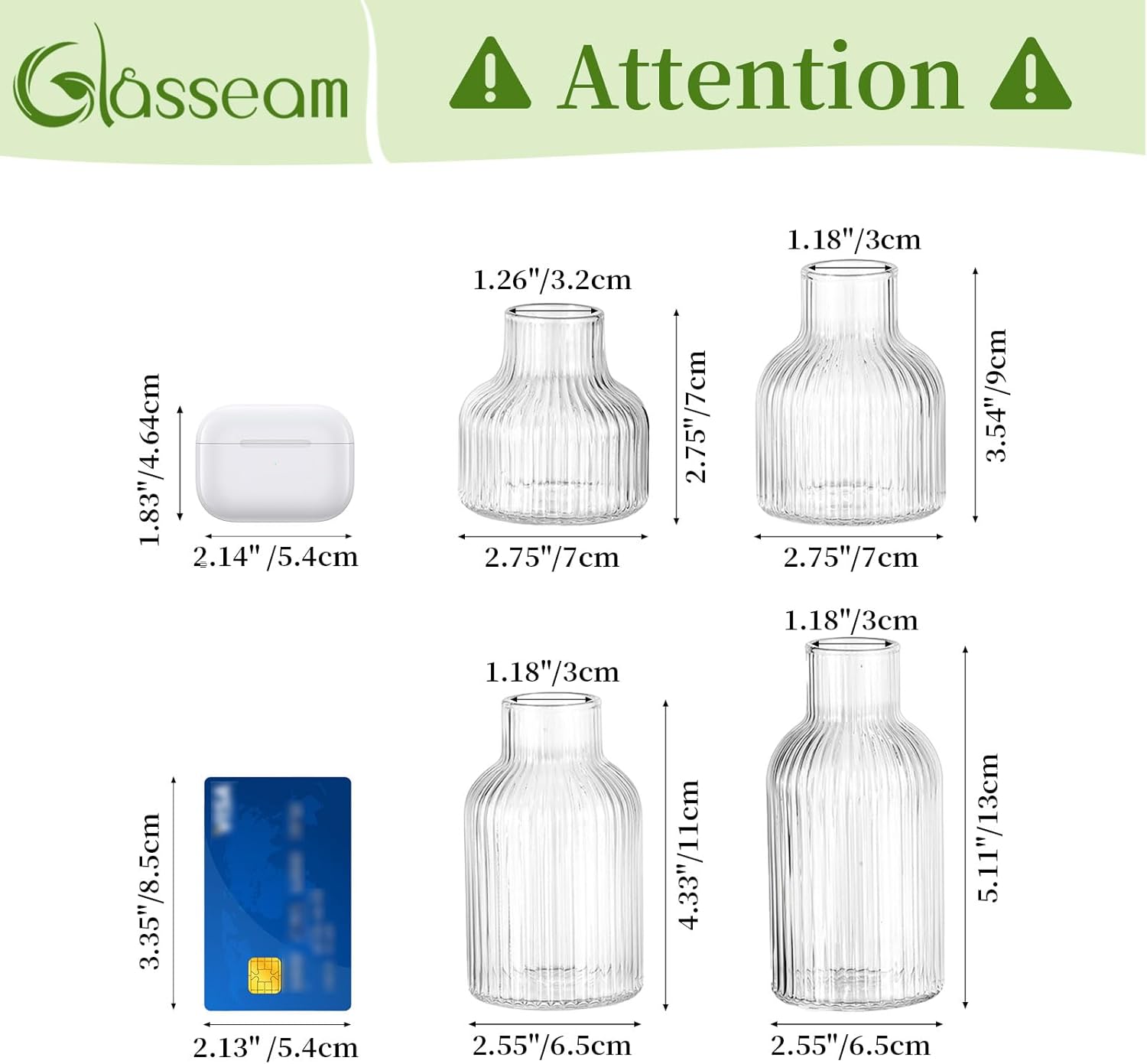 Glasseam Glass Bud Vases for Centerpieces: Modern Small Flower Vase Set of 4 for Home Decor - Clear Mini Table Centerpieces for Minimalist Living Room Shelf Kitchen Wedding Party Decorations - Image 4