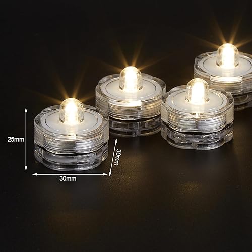 Miniatura 3 de 24 velas LED de la marca AGPTEK sumergibles e impermeables con diseño en flor y luz por batería para bodas, fiestas o Navidad