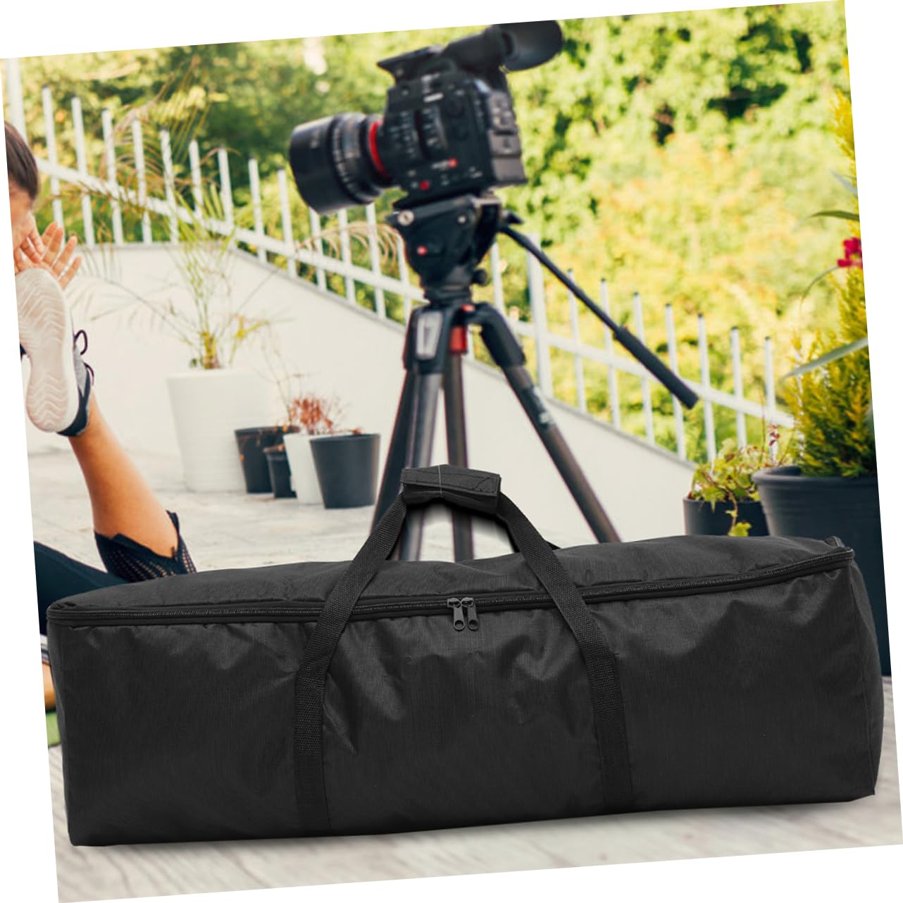 Borsa per Treppiede 2 Pezzi Oxford Nera Doppia Cerniera | Richiudibile e Portatile, Capienza Ampia, per Viaggio, Formato Pieghevole, Impugnatura Manuale
