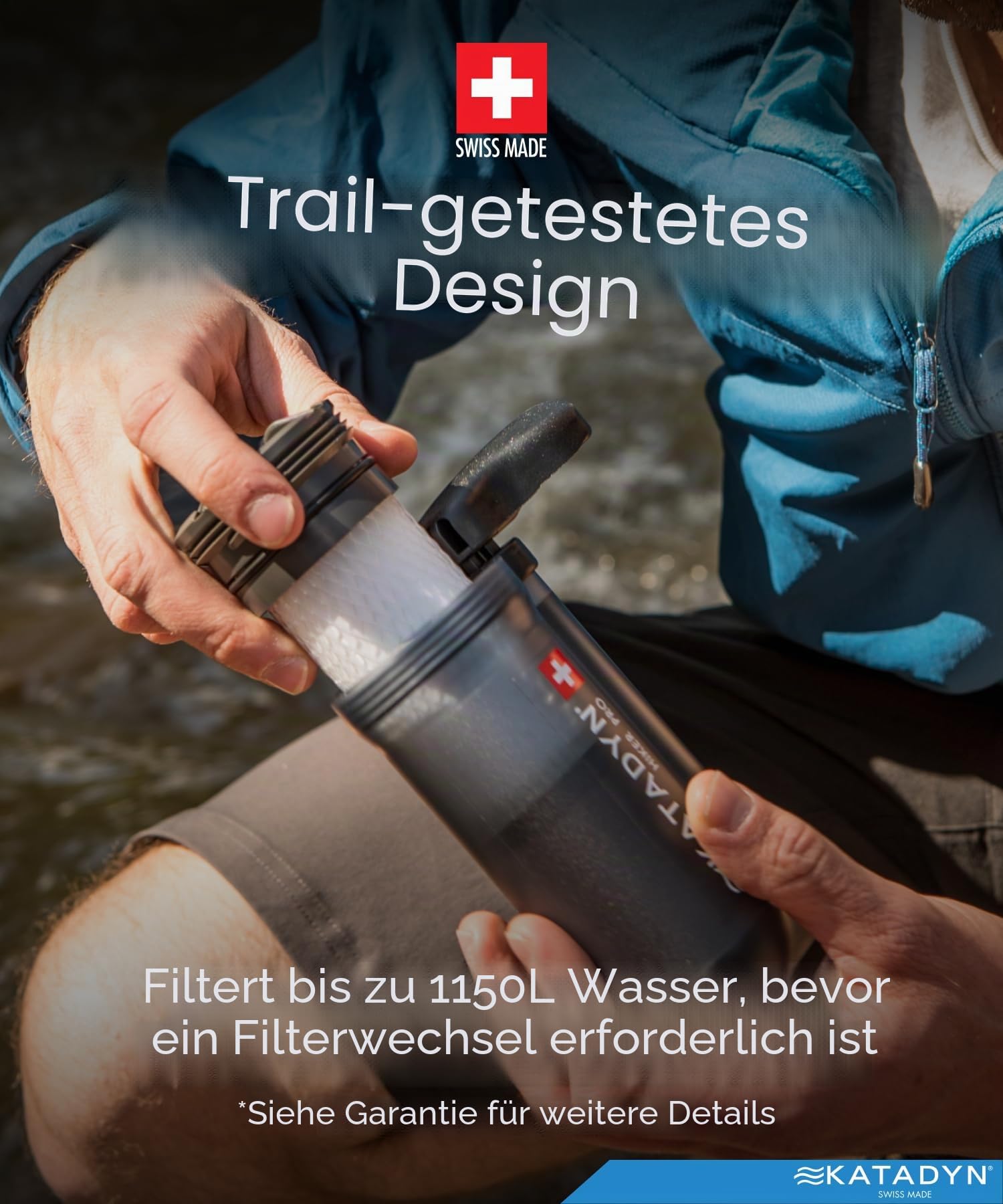 Katadyn Hiker Pro Handpumpe Wasserfilter für Rucksackreisen, Camping, Notfall Survival