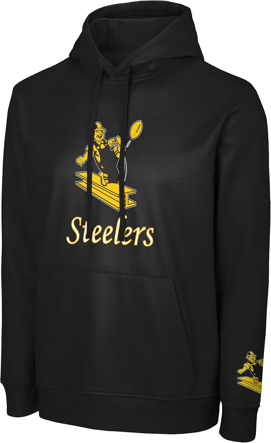 FOCO NFL Men's Official Throwback Retro Primary Logo Wordmark Polyester Pullover Hoodie Sweatshirt