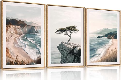 Miniatura 15 de Juego de Arte de Pared de Lienzo Enmarcado de Montaña del Bosque, Pintura de Pared de Cresta Abstracta, Decoración de Pared de Paisaje de Puesta de