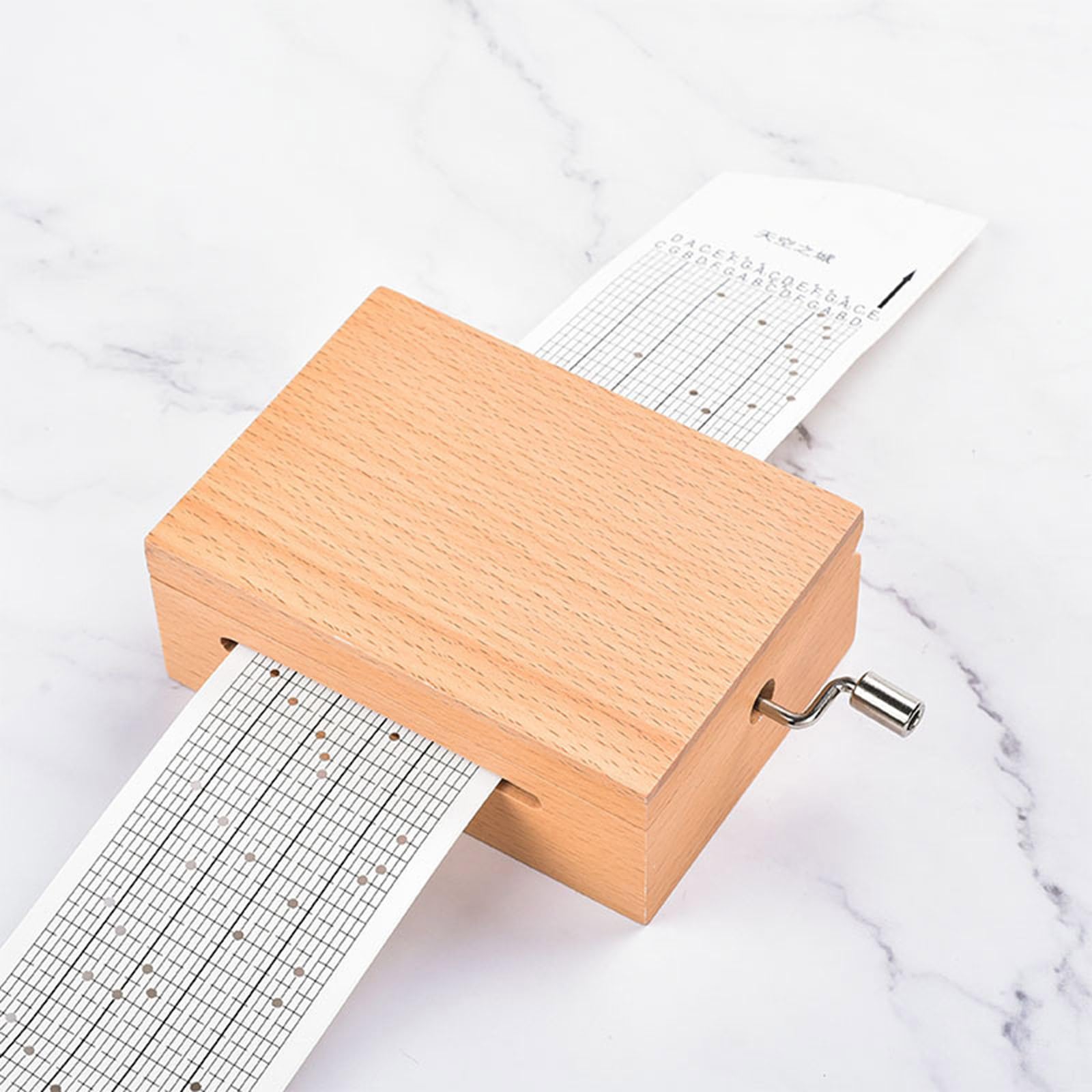 Kit de caja de música con manivela de 15 notas que crea melodías únicas con estuche de madera y tiras de cinta de papel para los amantes de la música