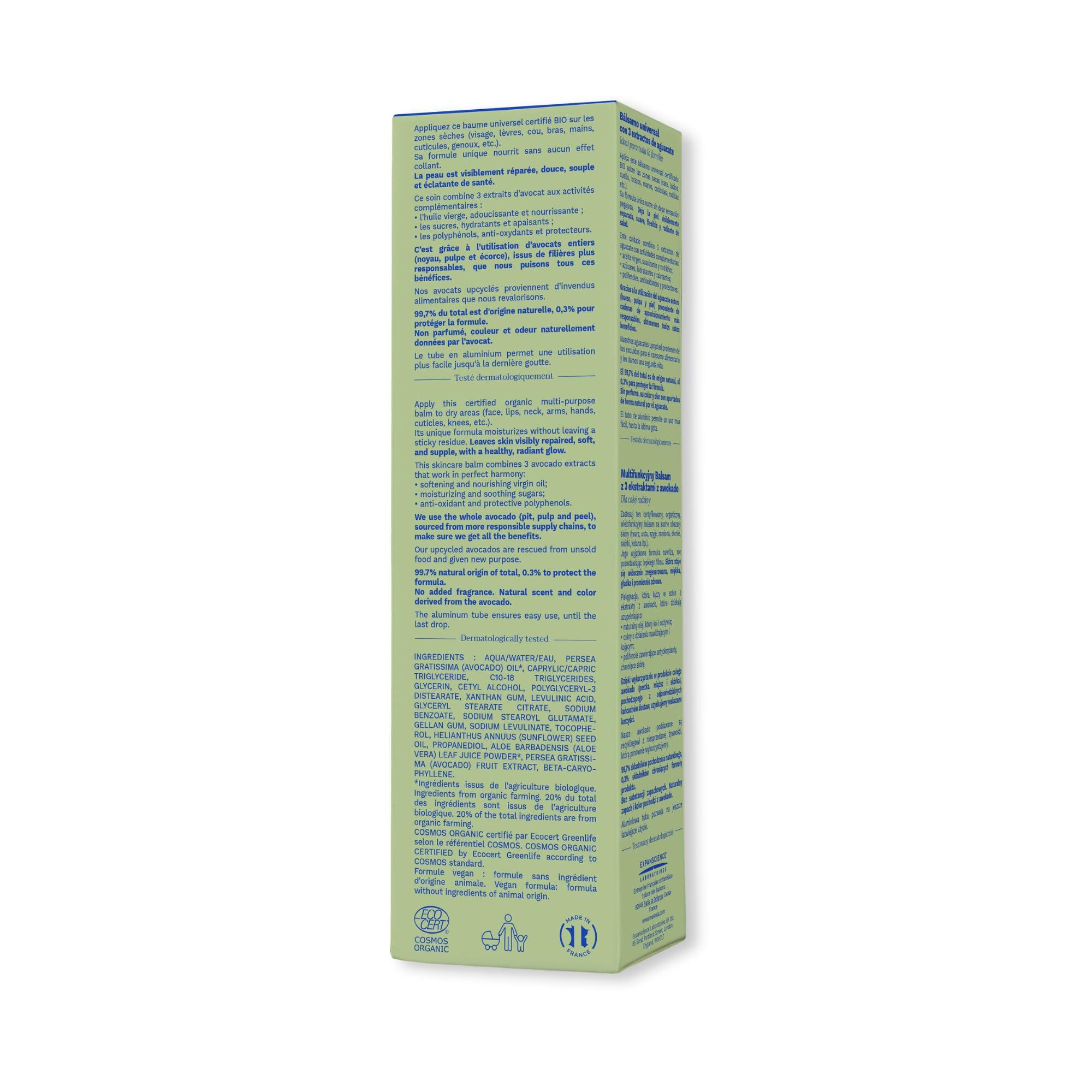 Mustela Multi-purpose Balm with 3 Avocado Extracts - Natural Cream Moisturizer for Face, Lip, Hand, Body & Dry Areas - For Baby, Kid & Adult - EWG Verified, Fragrance-Free & Vegan - 2.53 fl. oz.
