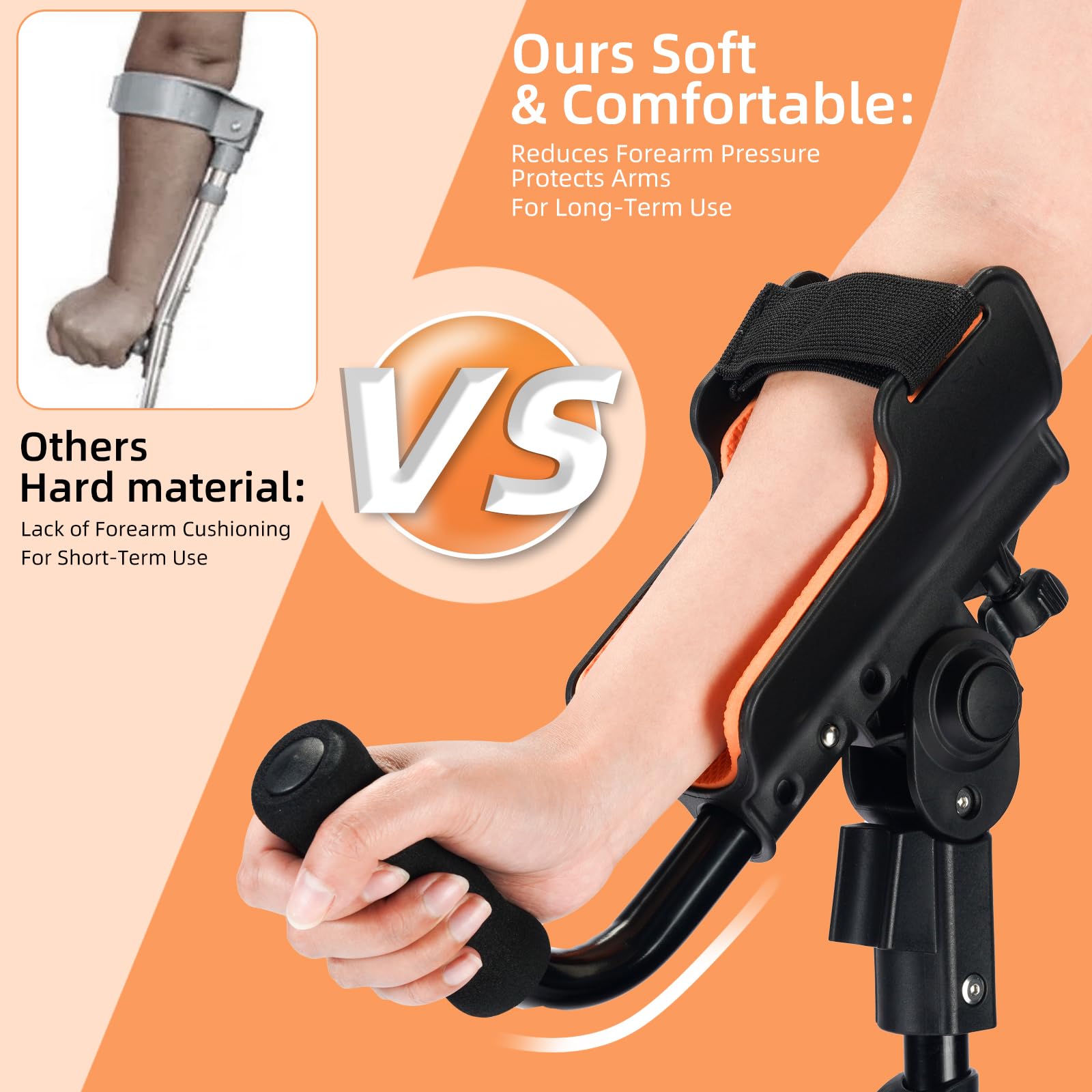 Muletas ajustables para antebrazo para adultos, muletas ergonómicas de 10 niveles de altura, puños cómodos y alfombrillas anchas, muletas de aluminio ligeras para lesiones de pies y piernas