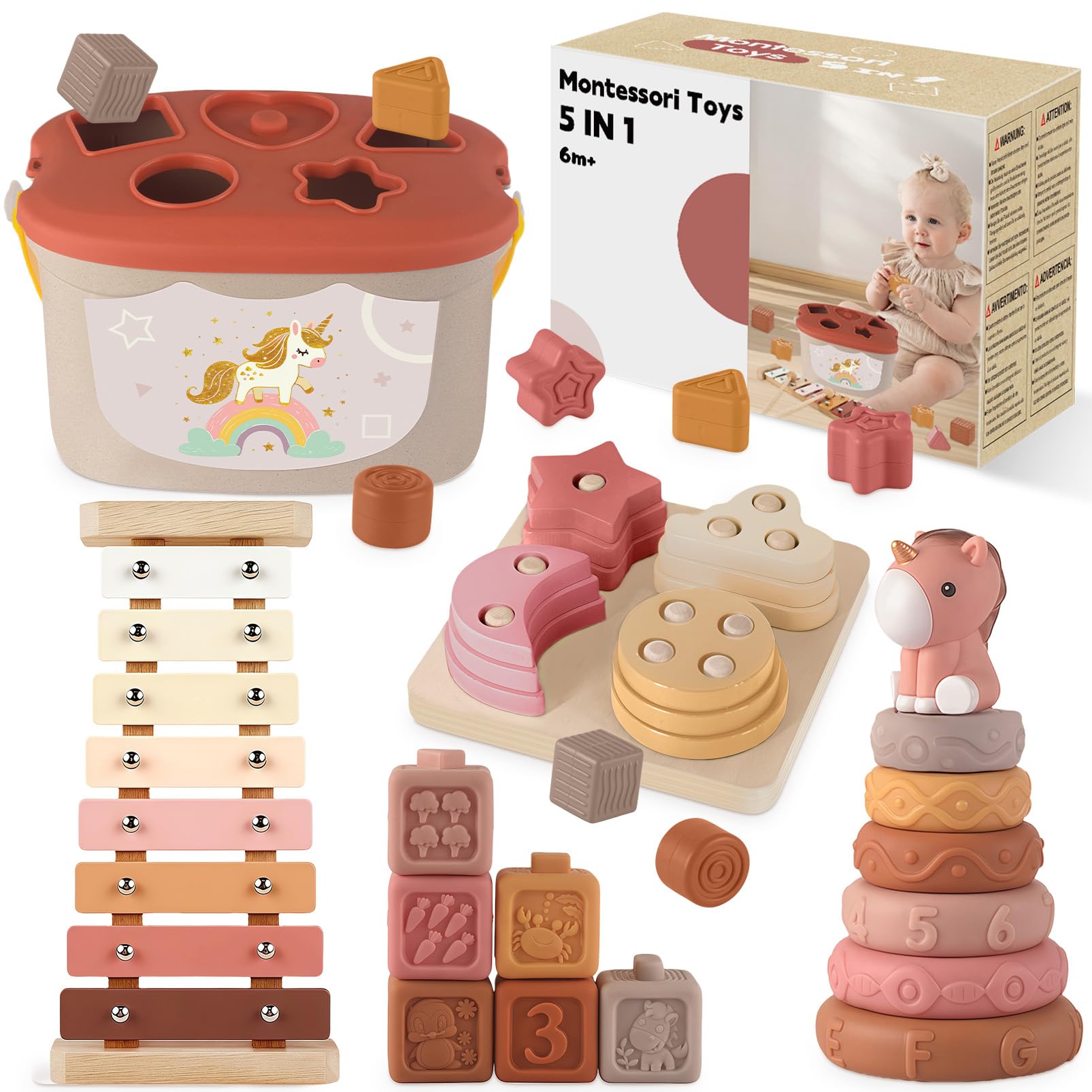 Baby Toys 6 to 12 Months, Montessori Sensory Toys for Babies 6-12 Months