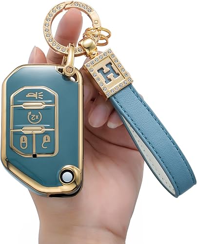 Miniatura 8 de Funda para llavero Jeep con llavero, funda de protección de TPU suave para Wrangler JL Gladiator JLU JT Sahara Rubicon, Negro -