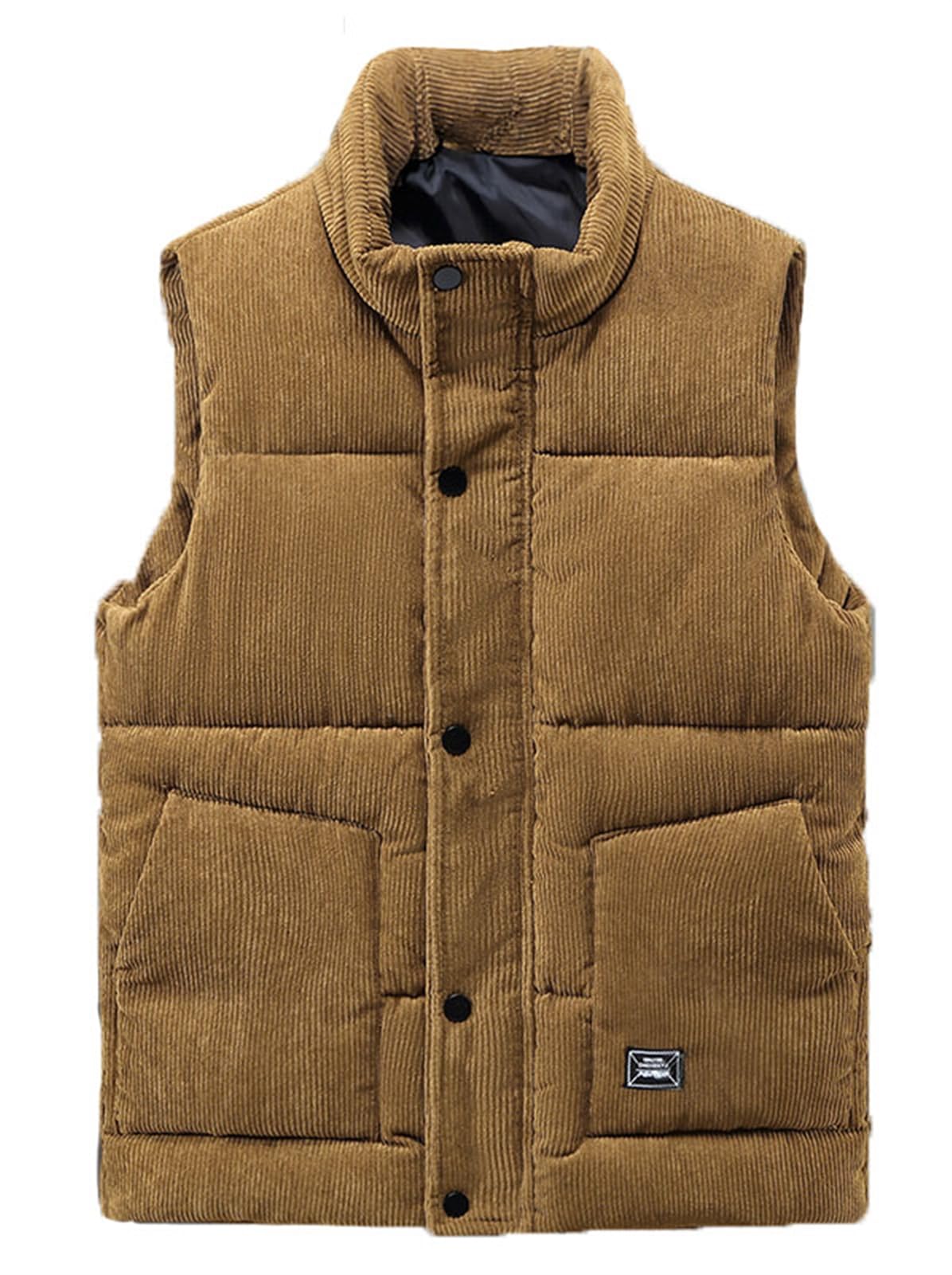 GIBZ Gilet Matelassée en Velours Côtelé Homme Veste Doudoune Matelassée sans Manches Blousons Extérieur Chauds pour Hiver Travail