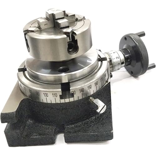 4" Inches (100mm) 4 slots regular Rotary Table +70 mm 4 Jaw Independent Chuck+ Back Plate+ Fixings