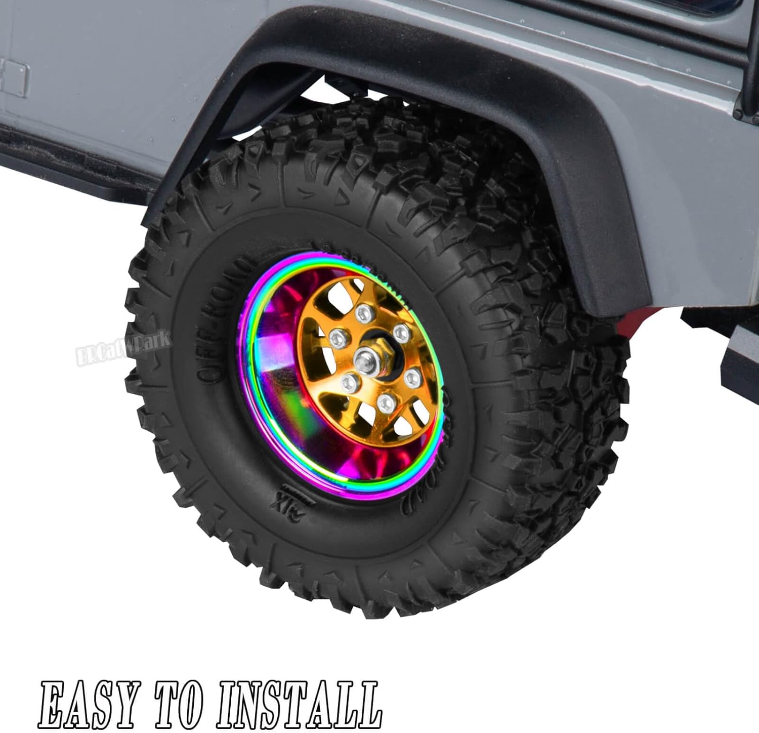 RC 1.3 Beadlock Wheel Rims for 1/18 TRX4M 1/24 SCX24 RC Crawler Car,Aluminum Alloy Beadlock Wheel Rim Hub,4Pcs RC Off Road Buggy Rally Truck Car Wheels Rims,Yellow