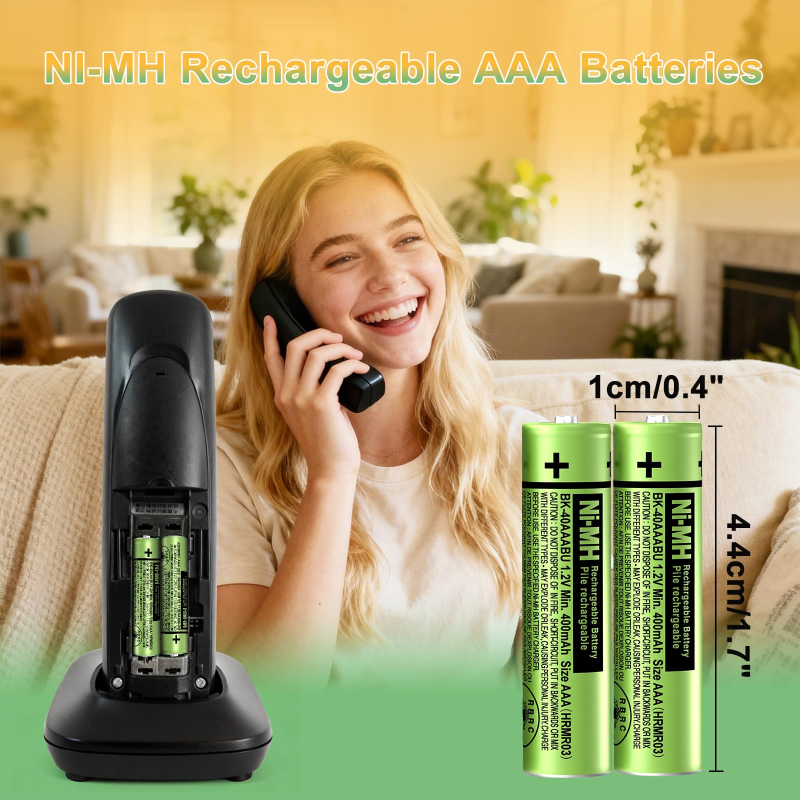 BK-40AAABU Lot de 12 piles rechargeables Ni-MH AAA 1,2 V 400 mAh pour téléphones sans fil Panasonic, télécommandes, appareils électroniques