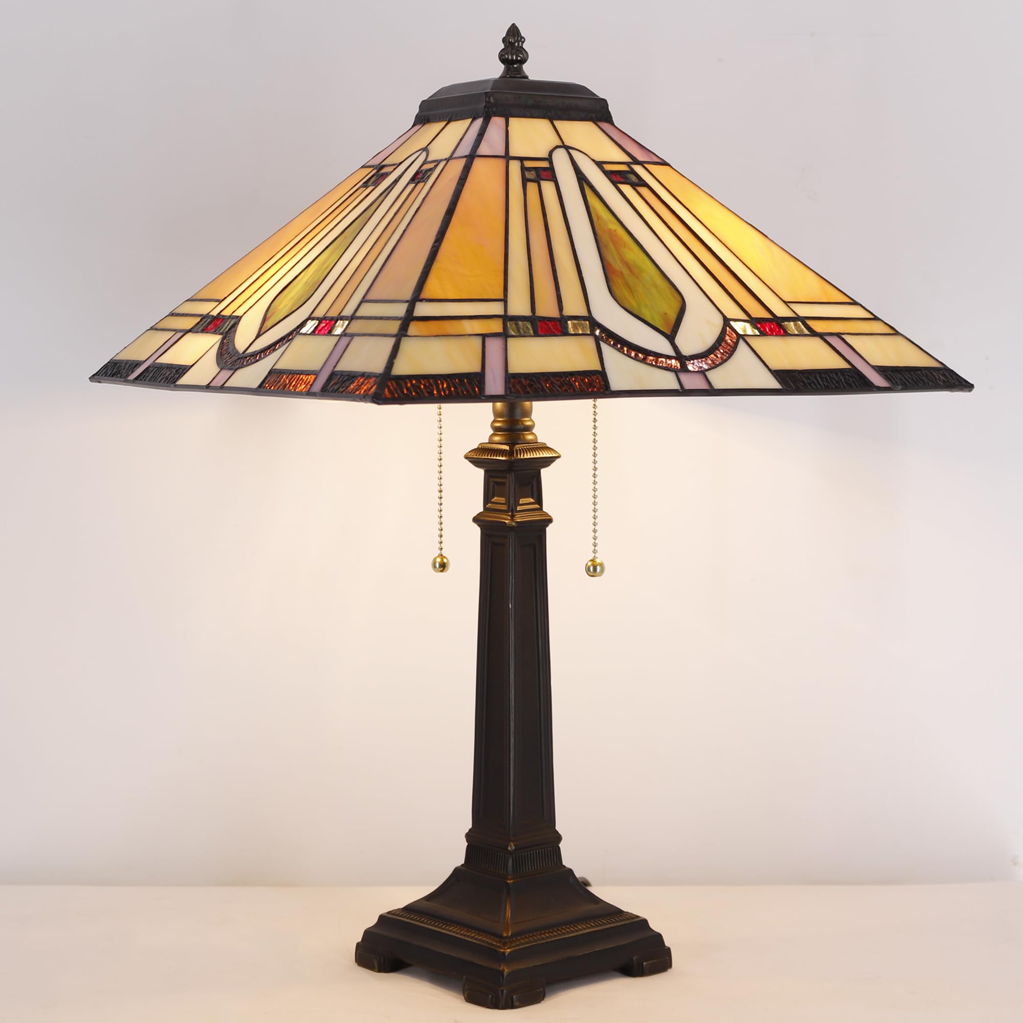 AVIVADIRECT Tiffany Table Lamp Geometry Mission Style Stained