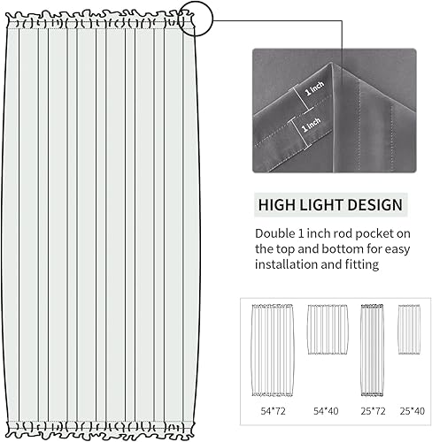 Miniatura 622 de DWCN Cortinas para puerta francesa: cortina térmica con bolsillo para barra para puertas con ventana de cristal, puertas de cocina y patio