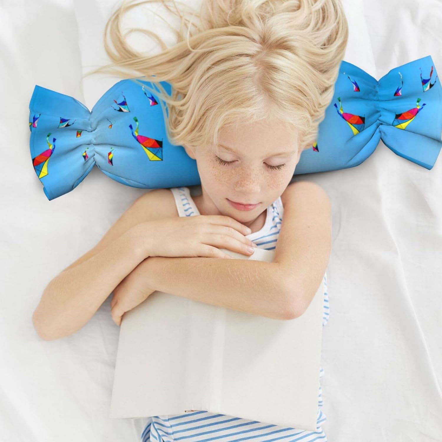 Colorful Kite Candy Cylindrical Pillow - Sleeping Pillow Soft Support for Back, Stomach or Side Sleepers
