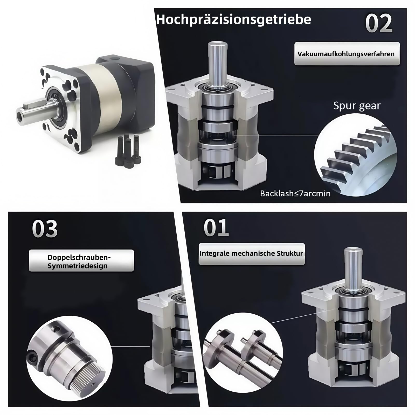 Planetengetriebe Speed Reducer Gear Head Ratio 50:1 Backlash 12 arc-min für 19mm Eingangswelle 750W 1KW 80mm Servomotor, Planetengetriebe 3500RPM Gear Box Reducer für CNC-Drehmaschine Reducer