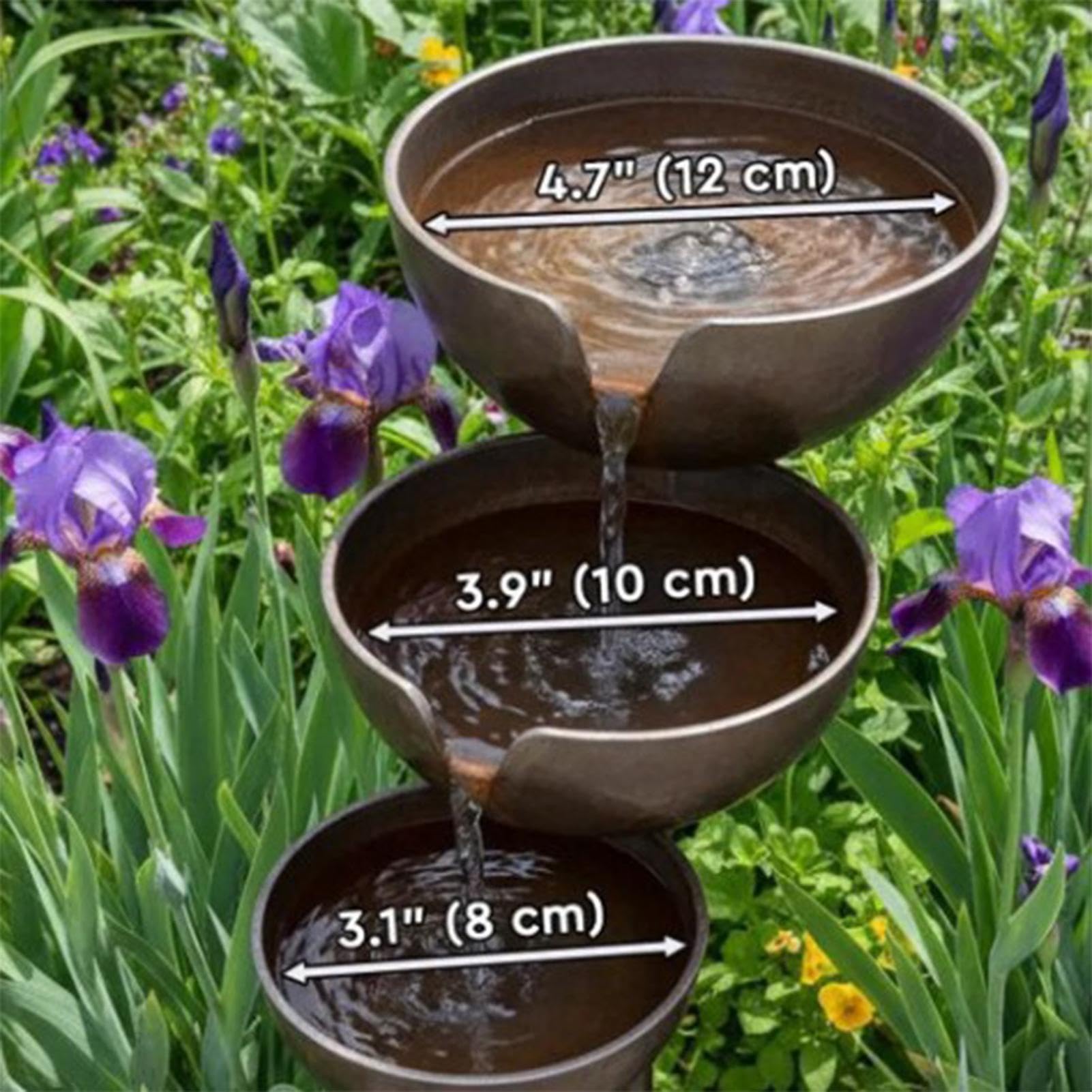 Bee Water Station – Supporto da giardino a tre livelli | per uccelli | da bagno per | Fioriera decorativa da giardino per esterni, cortile, ponte, padiglione, decorazione per prato