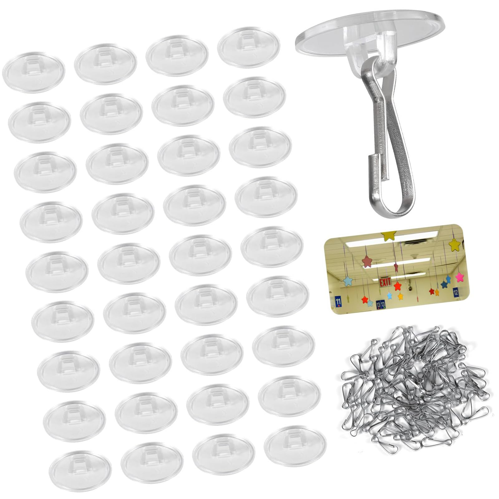XuQiZZpp 50Pcs Invisible Removable Adhesive Wall Hangers for Party Decors PVC Ceiling Hooks Practical Adhesive Without Residues