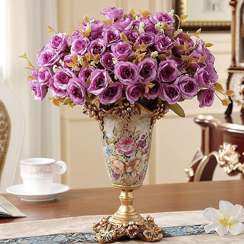 Decor Set of 1 Champagne Gold Resin Floral 11.0 inch High Craft Morden Piece for Coffee and Side Tables As Well As Dried Floral Arrangements Ideal for Wedding and Home or Office Déc