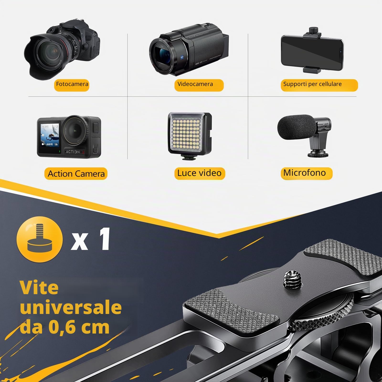 Zeadio Gabbia universale per fotocamera, rig stabilizzatore video a doppia impugnatura con maniglia superiore e sistema a barre da 15 mm, 6 attacchi cold shoe, per filmmaking e vlogging YouTube ecc