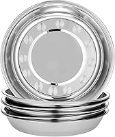 Eslite 6-Piece 18/10 Stainless Steel 9-Inch Dinner Plates - Rustproof, Dishwasher Safe, Durable Mirror Finish Set