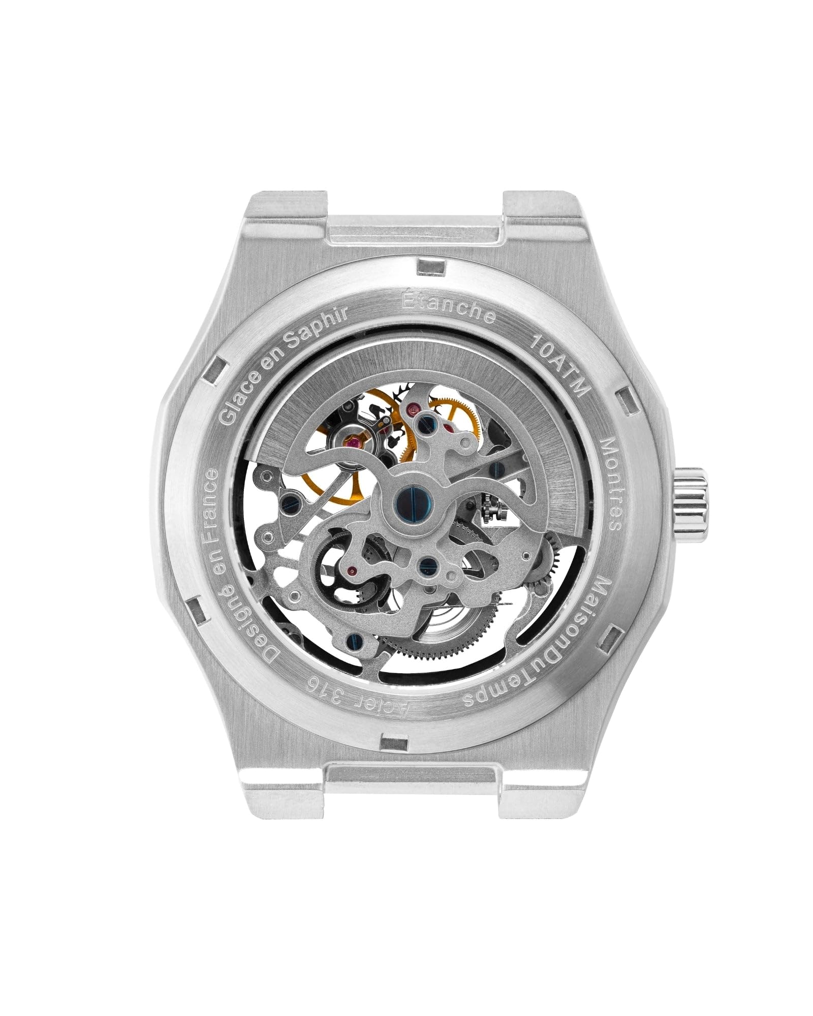 Montre Homme Squelette Automatique Seagull Bracelet Acier ou Silicone - Boîtier Acier 42 mm - Etanche 100m - Modèle MTBeta Skeleton