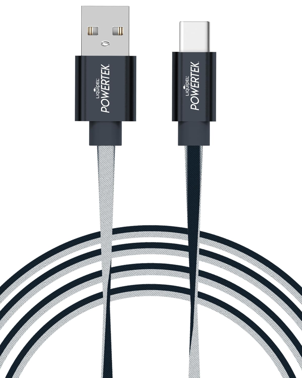 LIQUIPEL Powertek 6ft USB Type C Fast Charging Cable in black.