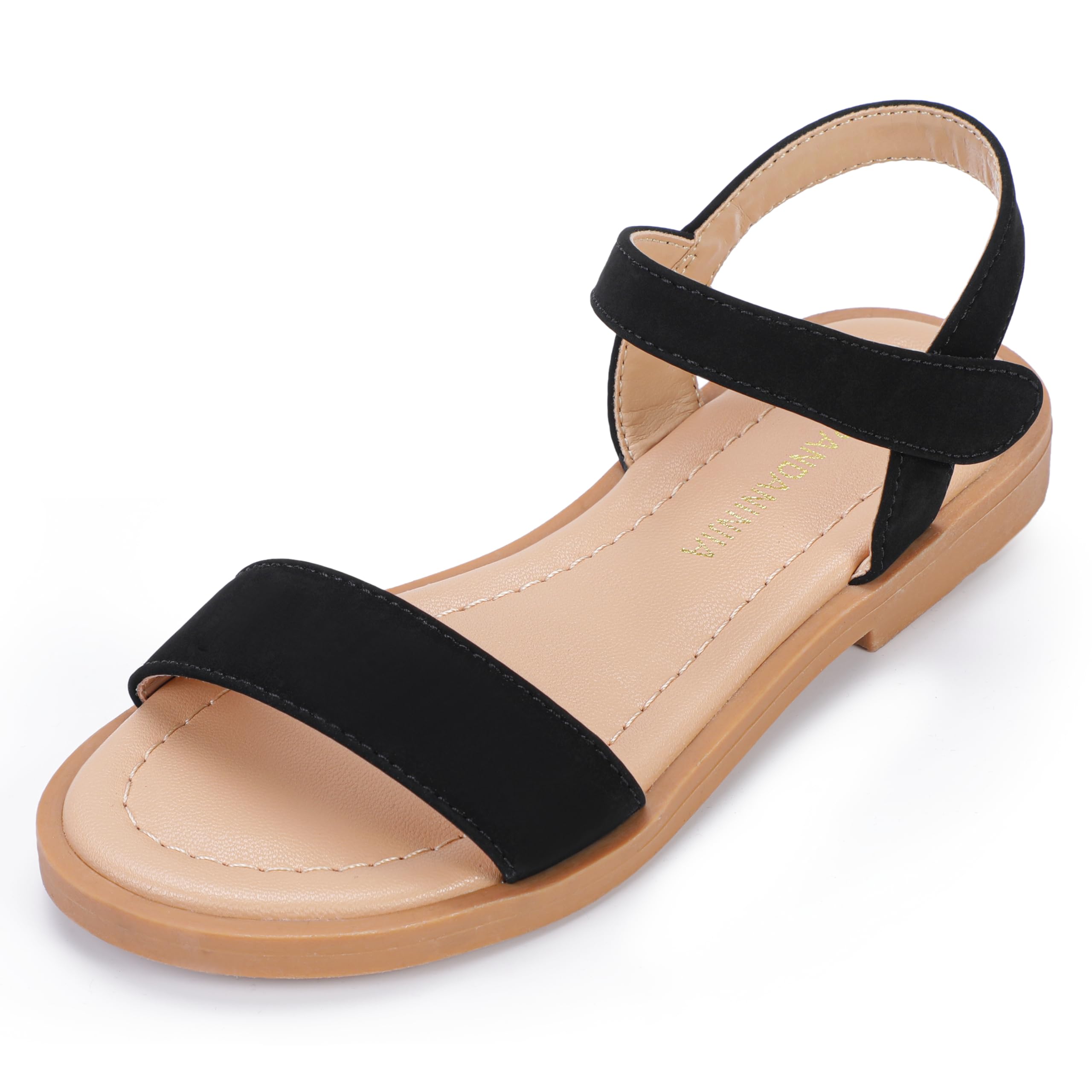 PANDANINJIA Gina Girls Sandals Open Toe Summer Flats Dress Sandals Shoes Toddler/Little Kid/Big Kid