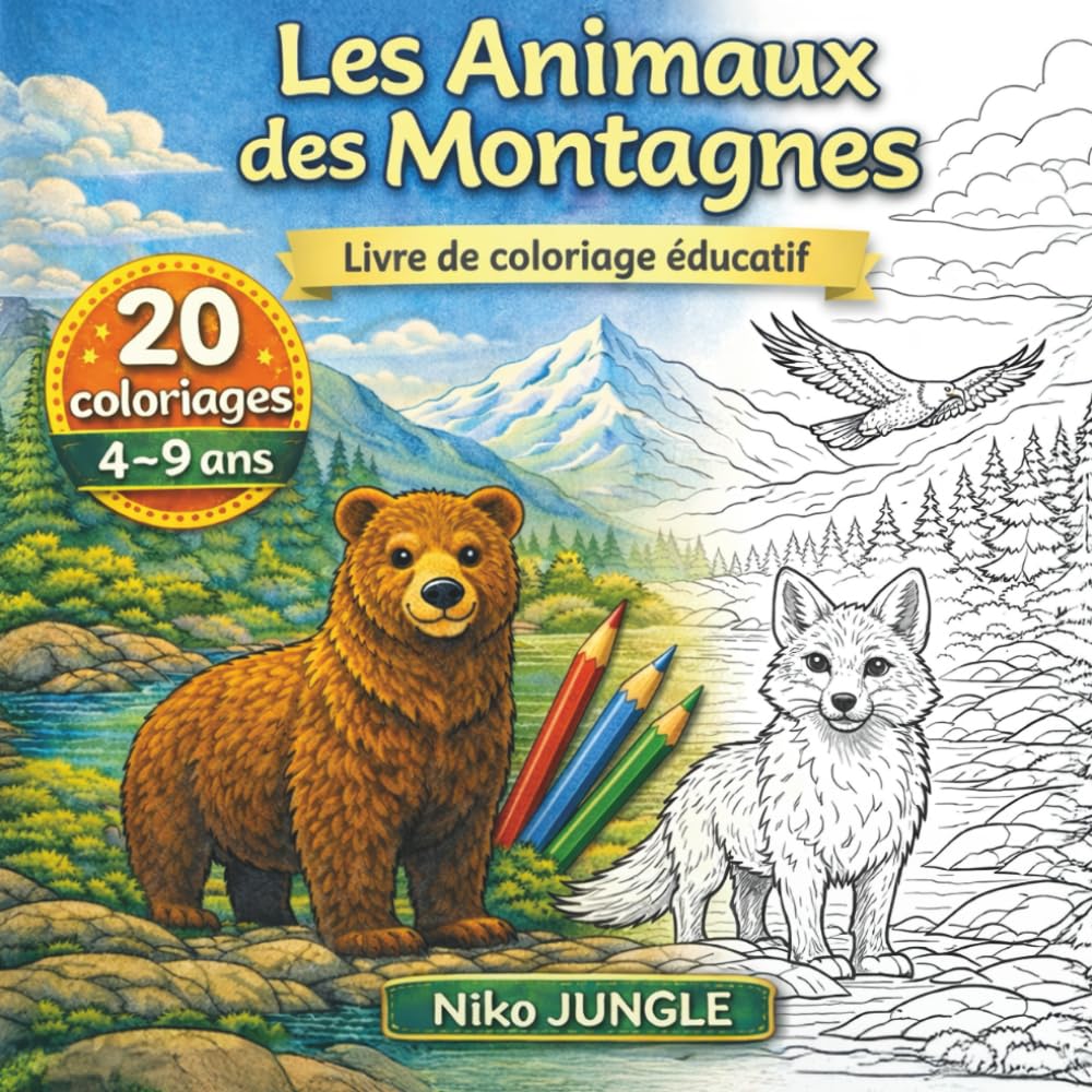 À la découverte des animaux de la montagne: Livre de coloriage éducatif pour enfants (Livres de coloriage éducatifs – Découverte de la nature)