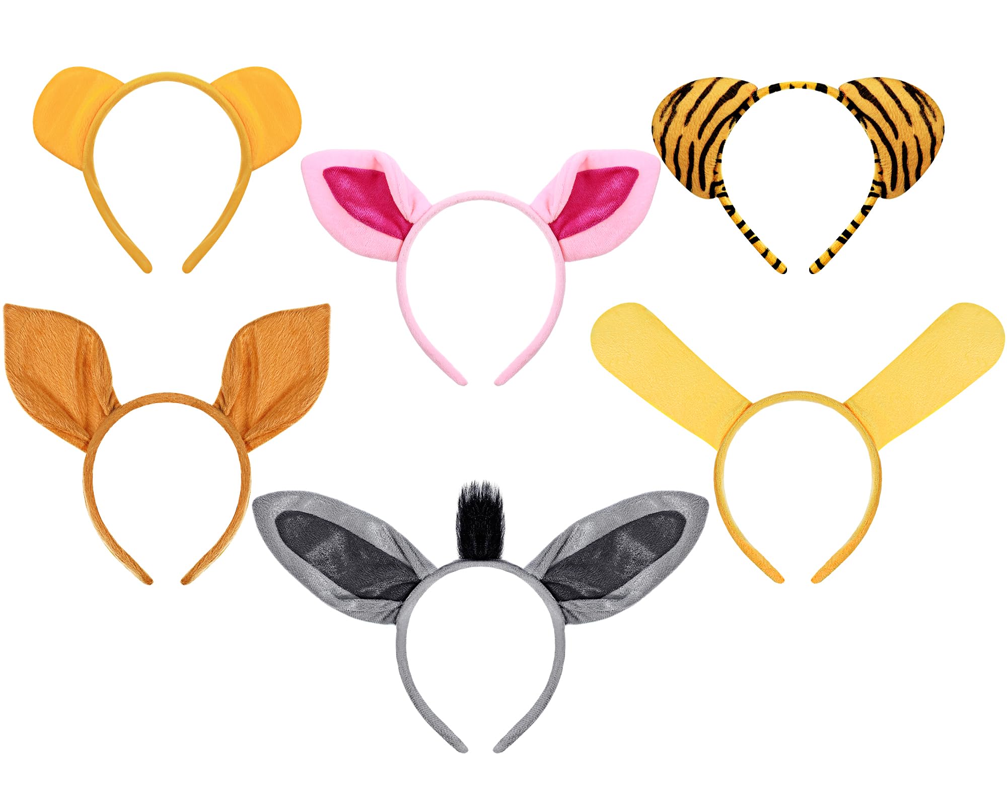 Cindeer 6 Pcs Animal Ears Headbands Party Favors, Halloween Bear Bunny Ear Zoo Animal Costume Headband Plush Ear Hair Hoop